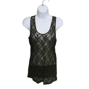 Altitude Sheer Black Lace Tank Top  M